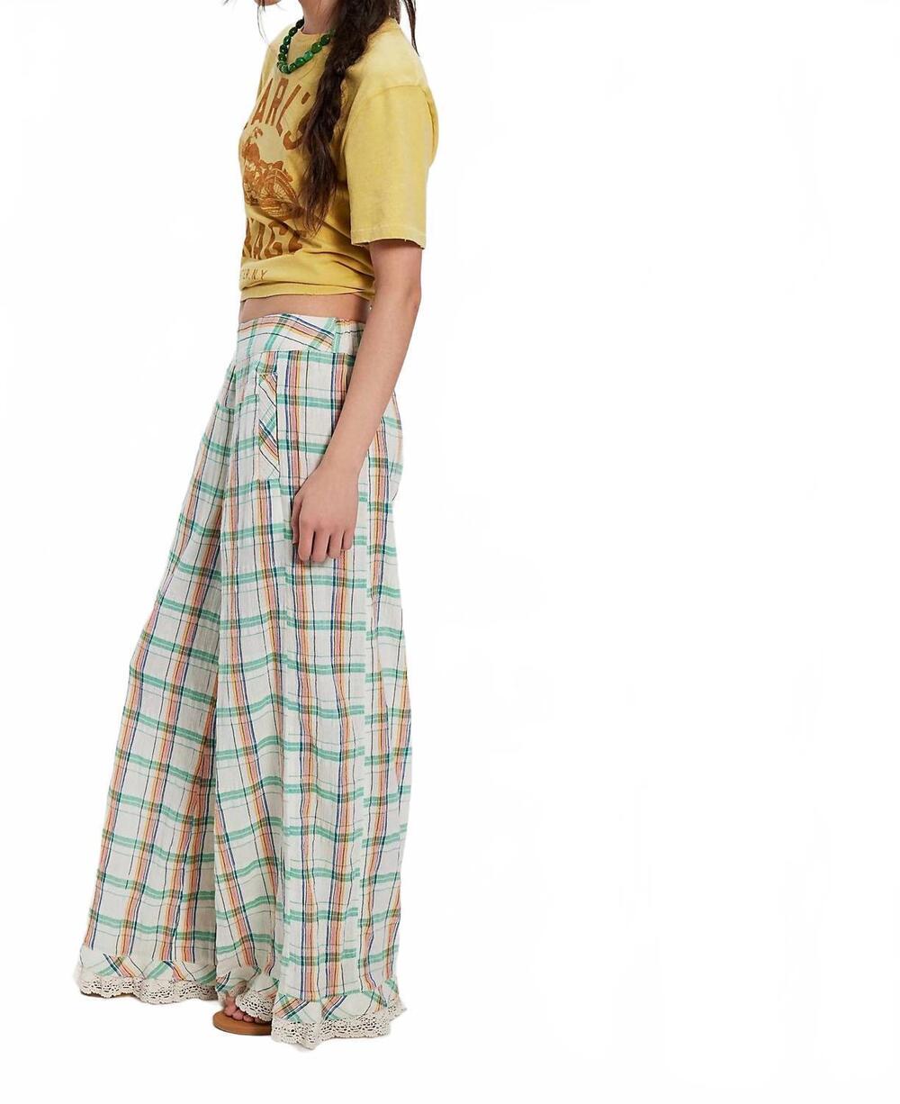 NEW FREE PEOPLE hour glass wide leg pants in ivory combo - Picture 4 of 5